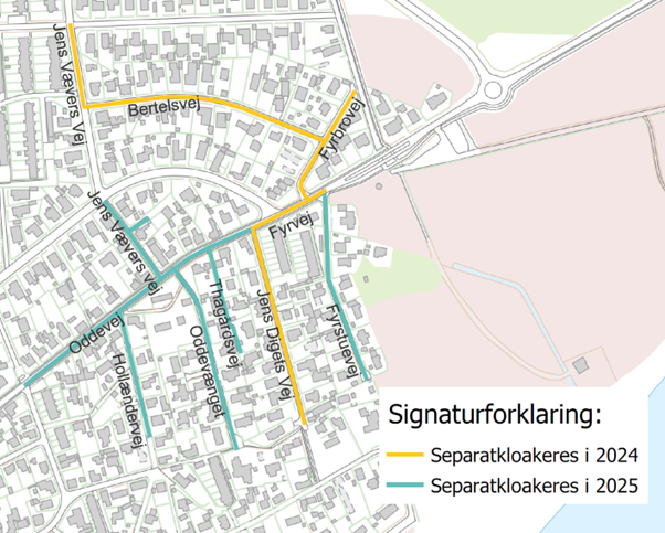 Anlægsarbejde på Fyrbrovej m.fl. i Skagen 2024-2025
