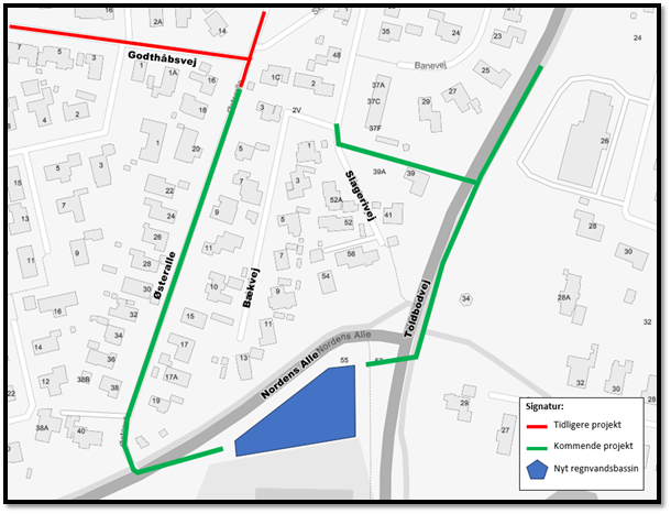 Kort der viser anlægsarbejde v. Østeralle