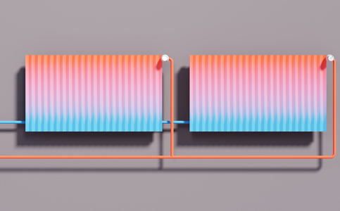 Radiatorer som viser gennemløb varmt koldt vand